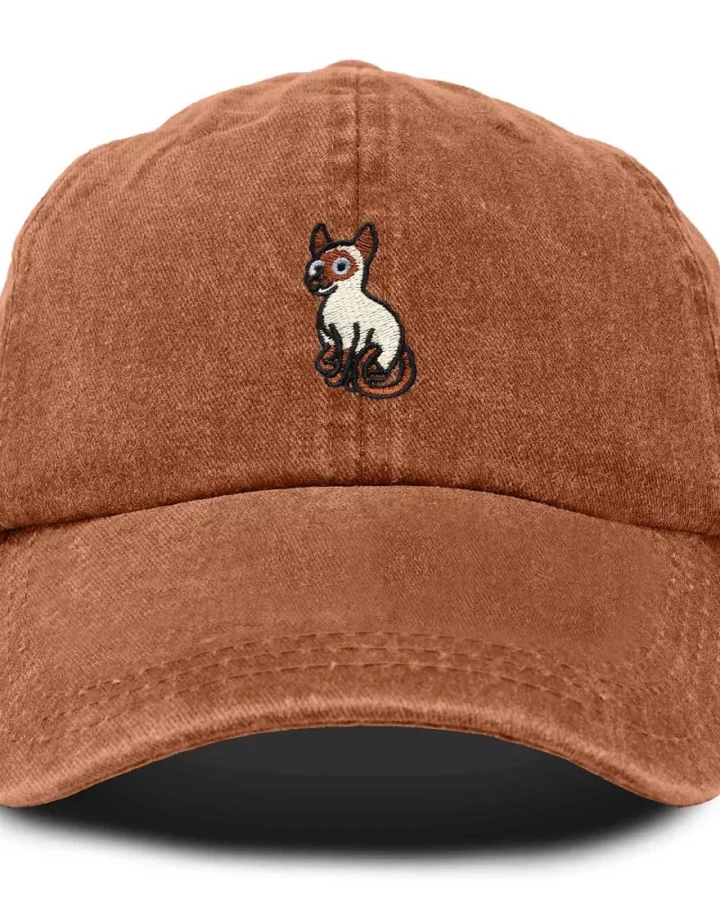 Siamese Cat Embroidered Cotton Dad Hat Adjustable Casual Baseball Cap for Cat Lovers Womens
