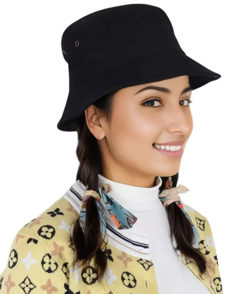 Unisex Classic Washed Denim Bucket Hat Cotton Sun Hats Outdoor Fisherman Cap for Beach, Golf, Fishing