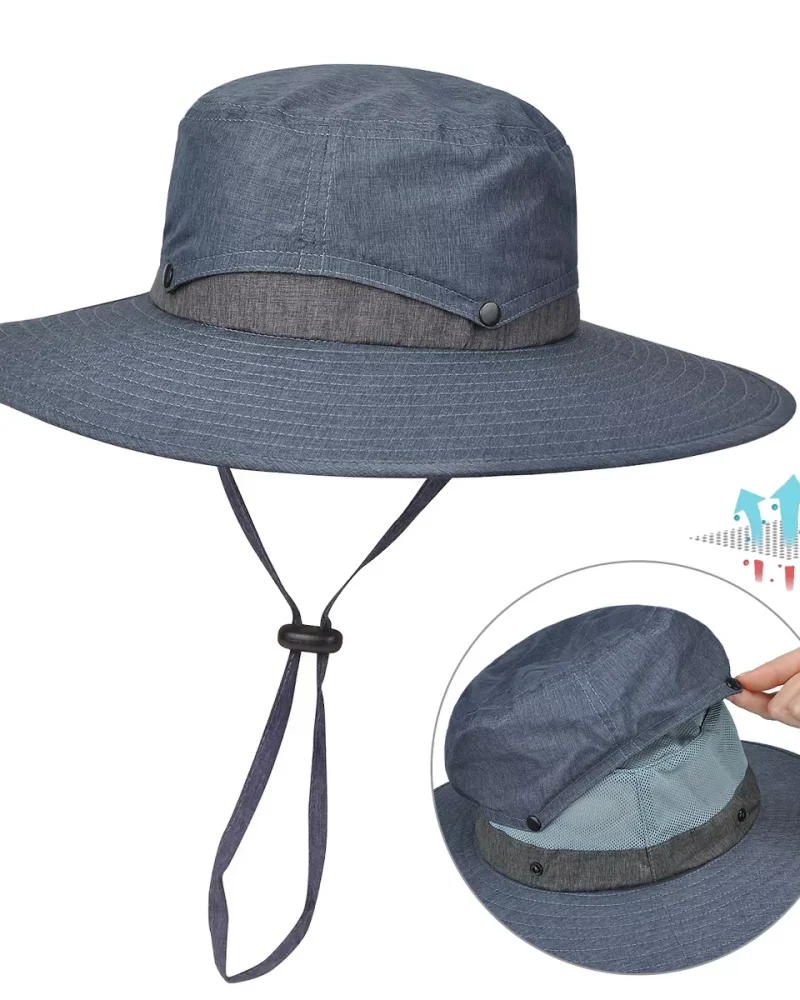 Cooling Wide Brim Sun Hat - Removable Bucket Crown for Safari, Fishing & Outdoor Adventures